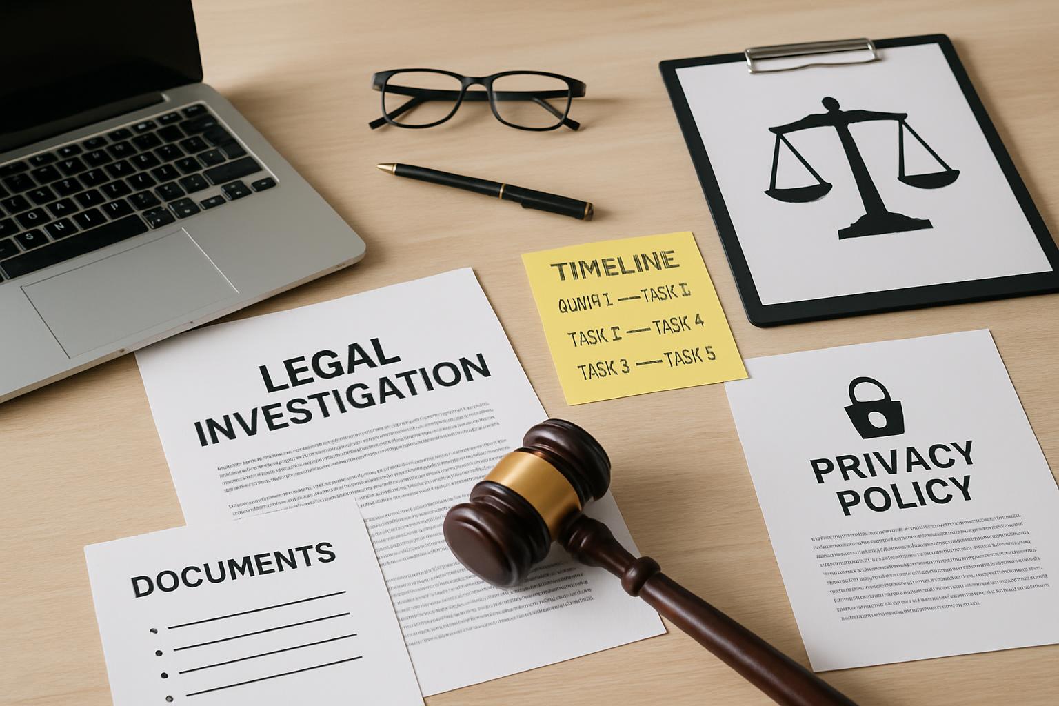 合法調查與證據保全的辦公桌示意圖